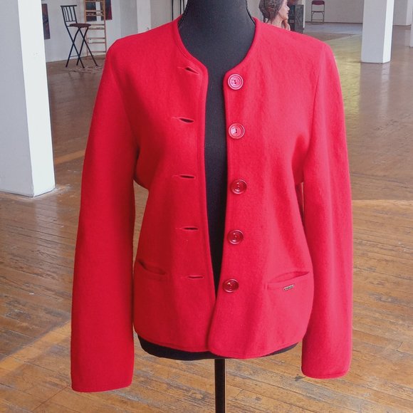 Kurt Geiger Sweaters - Geiger pure wool made in Austria red button down cardigan